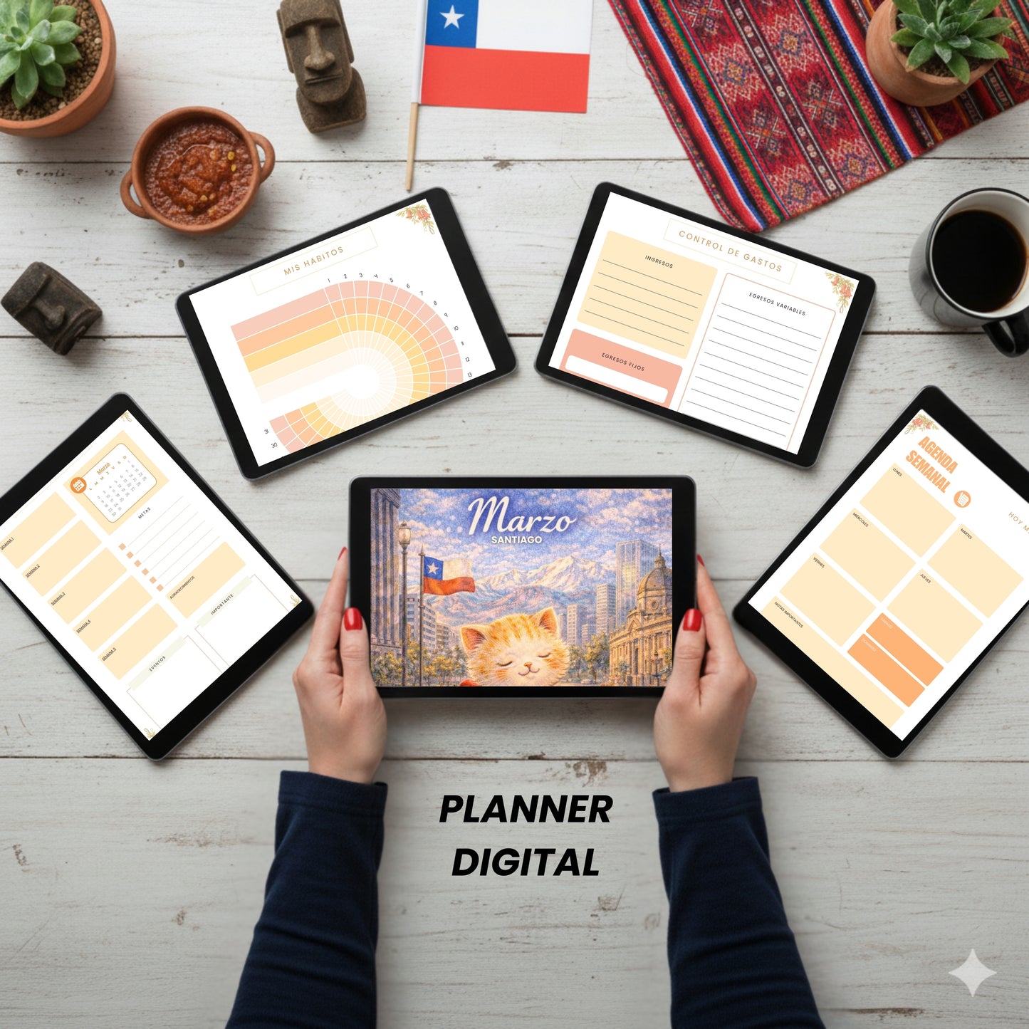 Planner Digital 2026 Chile | Agenda Digital con Gatitos | Calendario + Finanzas + Hábitos | Descarga Instantánea PDF